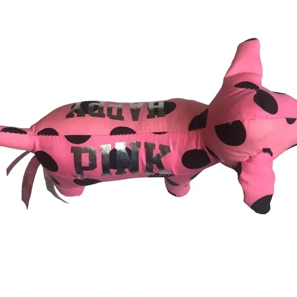 PINK VICTORIA’S SECRET Collectible Dog Stuffed Animal Plush Pink Silver Black - Picture 9 of 16